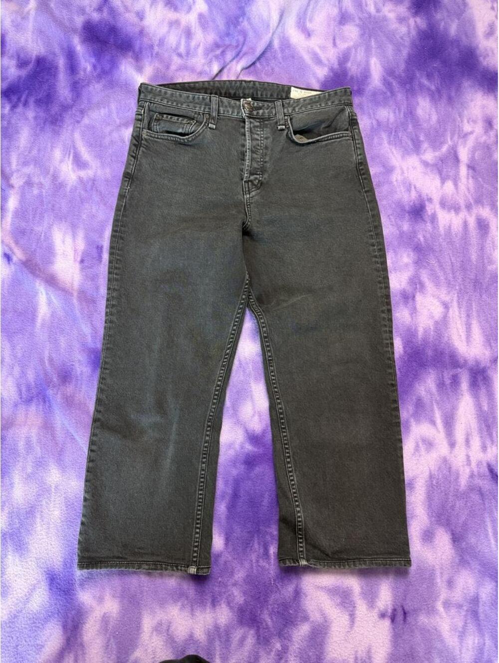 Rag & Bone maya high rise ankle straight dark grey denim jeans